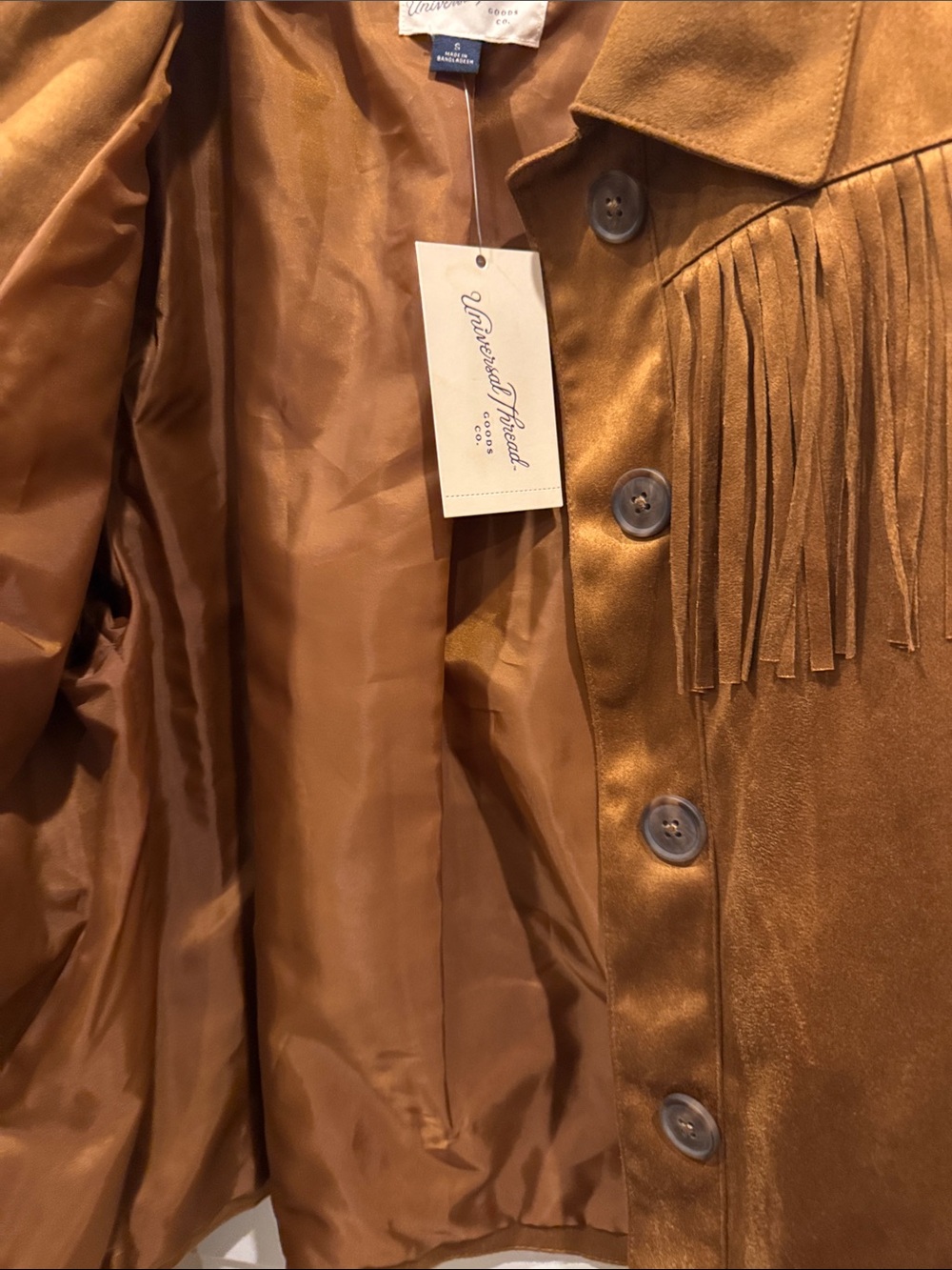 NWT Women's Western Fringe Faux Suede Fashion Jacket - Universal Thread™ Sz S - Picture 6 of 9